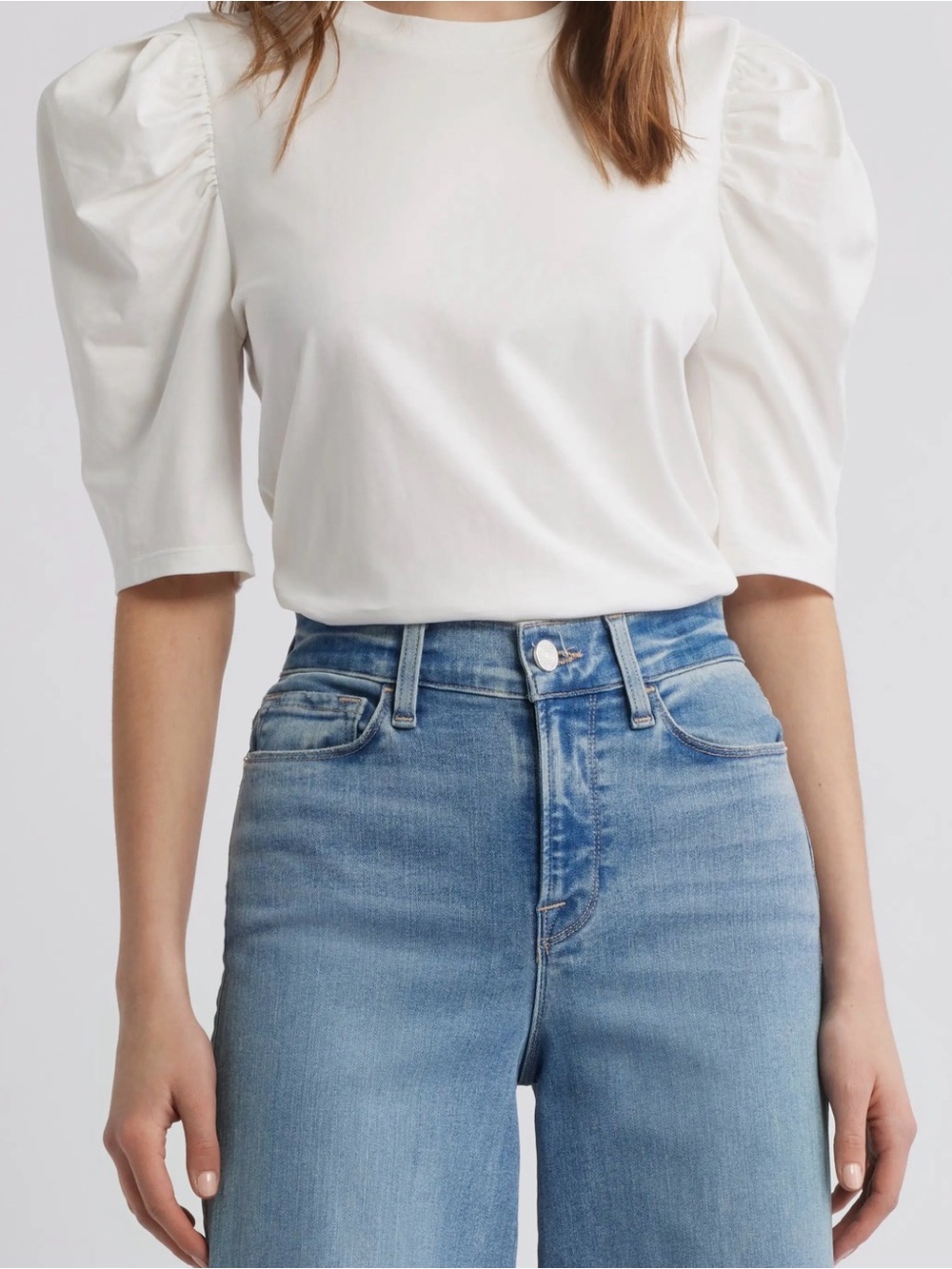 Frame The Drape Puff Sleeve Organic Cotton Top size xsmall